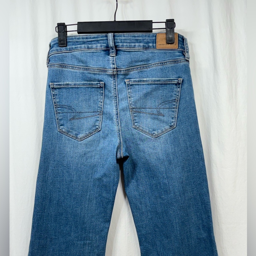 American Eagle Jeans 4 Short Festival Flare Blue Next Level Stretch Petite - Picture 4 of 15